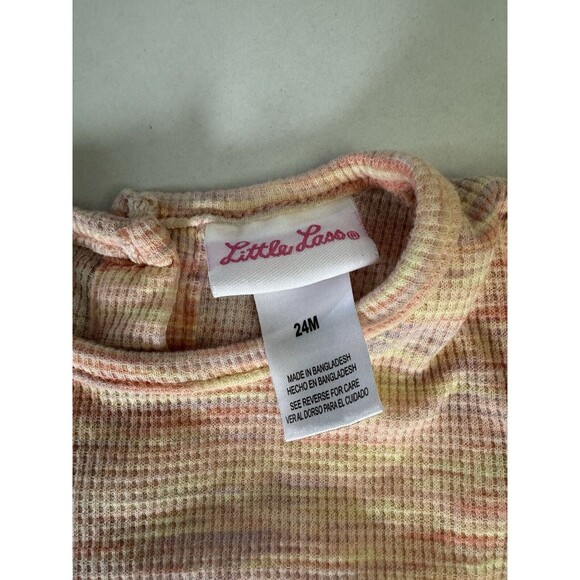 Little Lass Blended Colorful Pink Purple Yellow Striped Shirt Buttons 24M - Picture 6 of 8